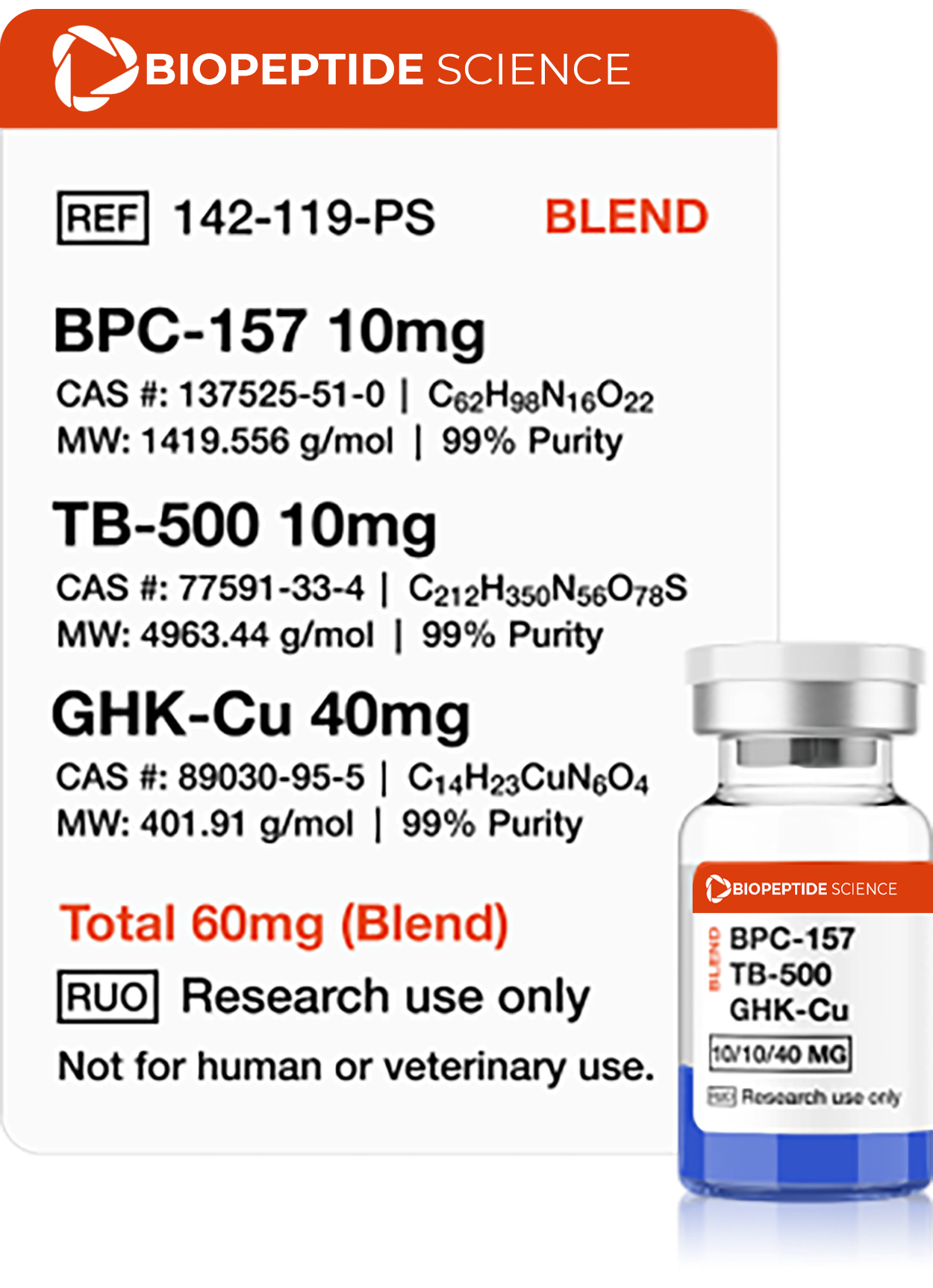 BPC-157, TB-500, GHK-Cu (Glow Blend) 60mg