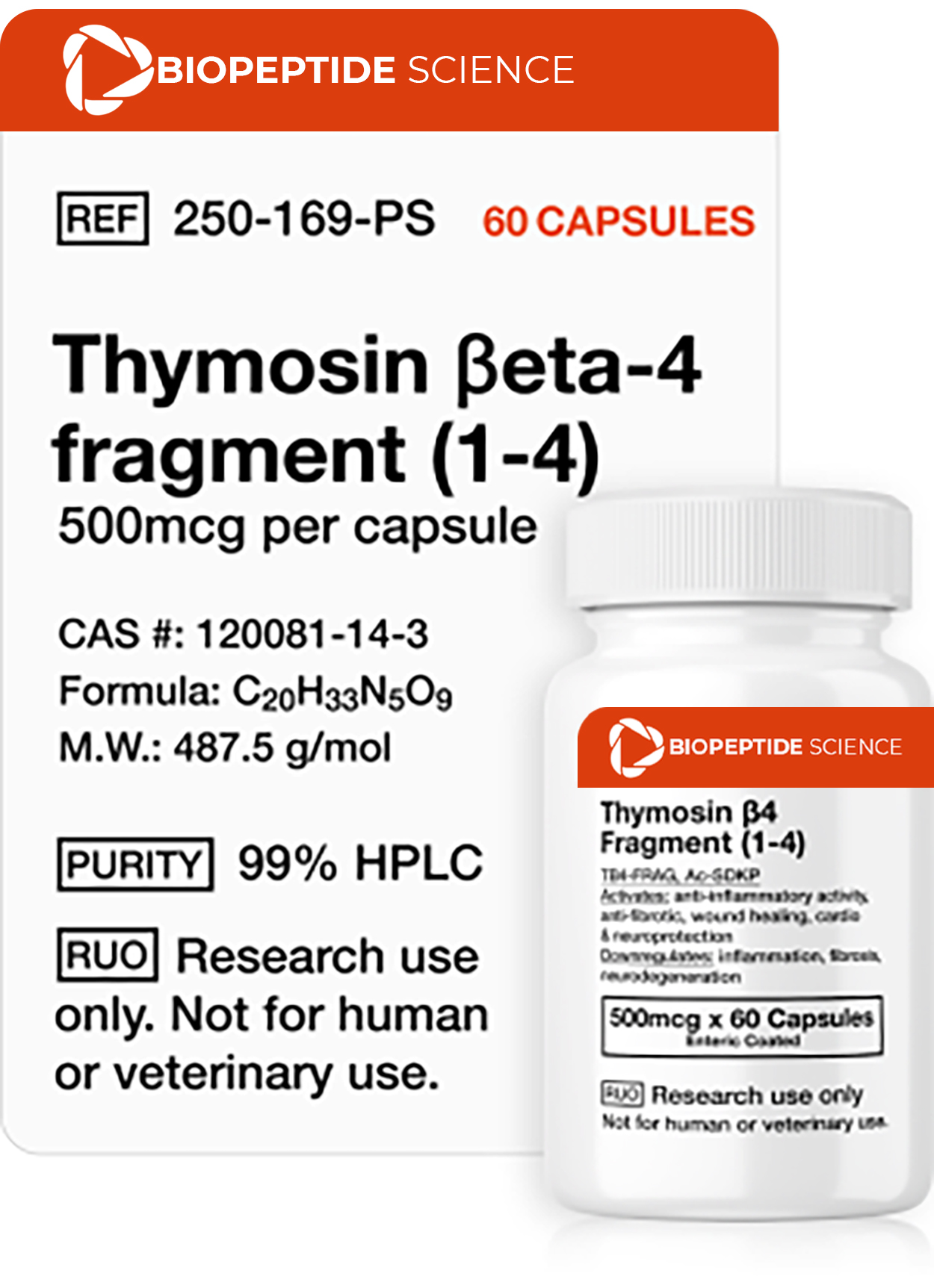 Thymosin Beta-4 Fragment (1-4) (Ac-SDKP) 500mcg (60 Capsules)